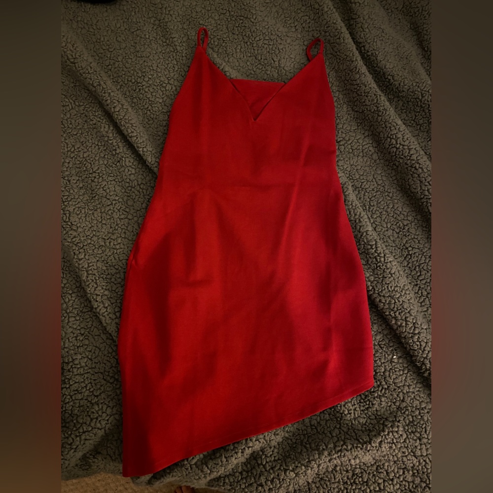 Asymmetrical Red Mini Dress